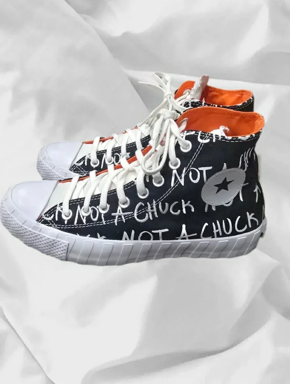 LN Converse UNT1TL3D Not A Chuck High Top Sneakers Black/White/Orange  Men 8